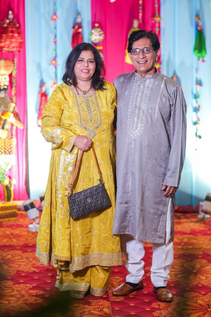 Mrs. Padmini M. Kamat with family in traditional Indian wear