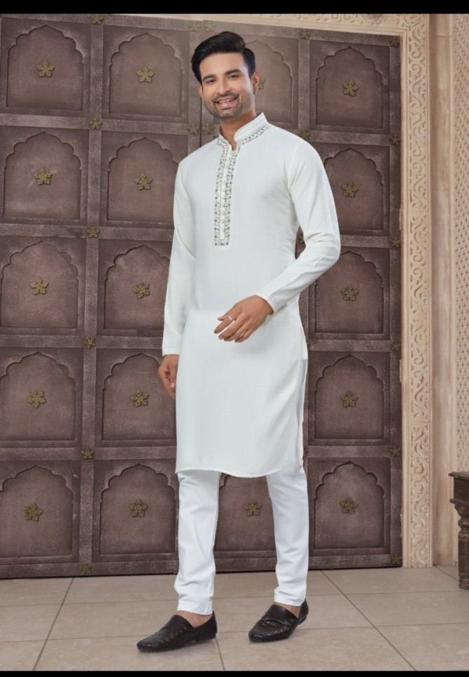 Cotton embroidered kurta pajama set