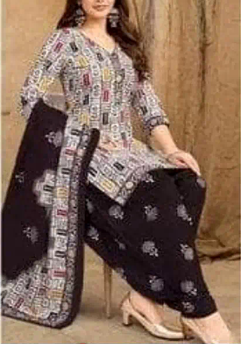 Multicolor geometric print Patiala salwar suit