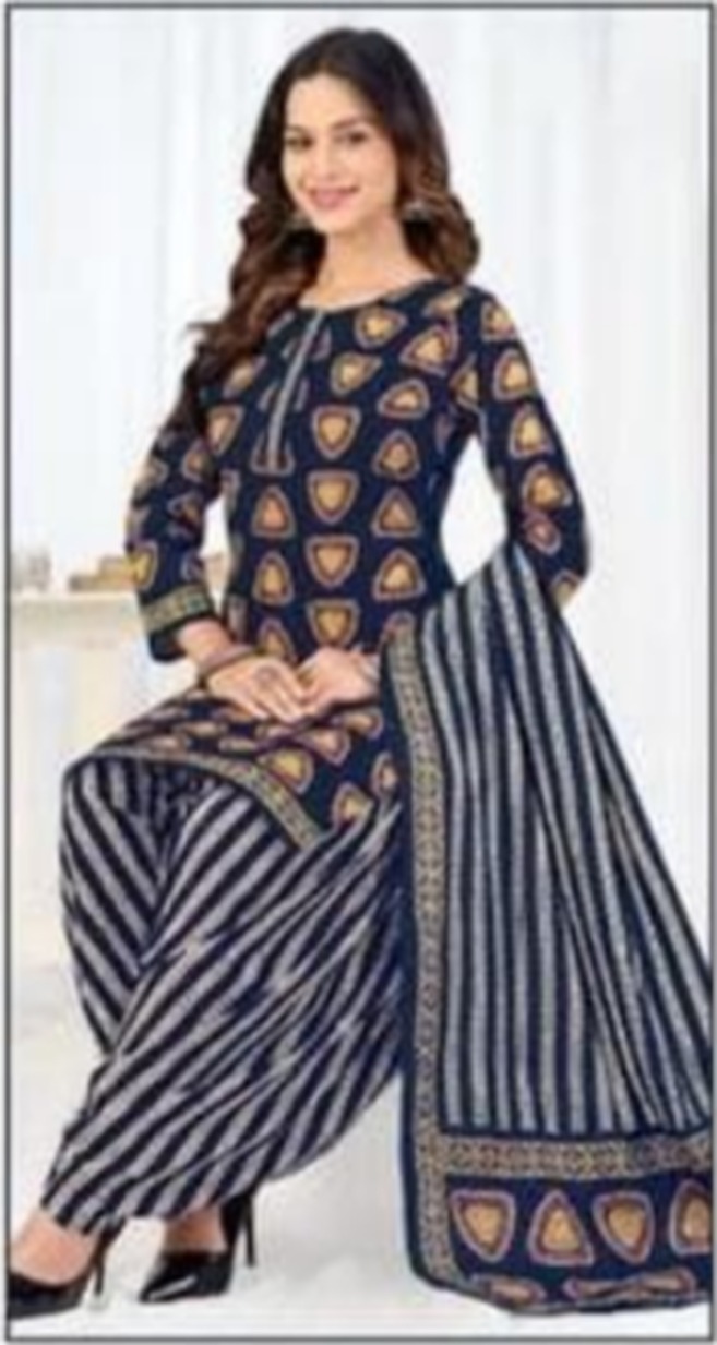Navy printed kurti striped palazzo set