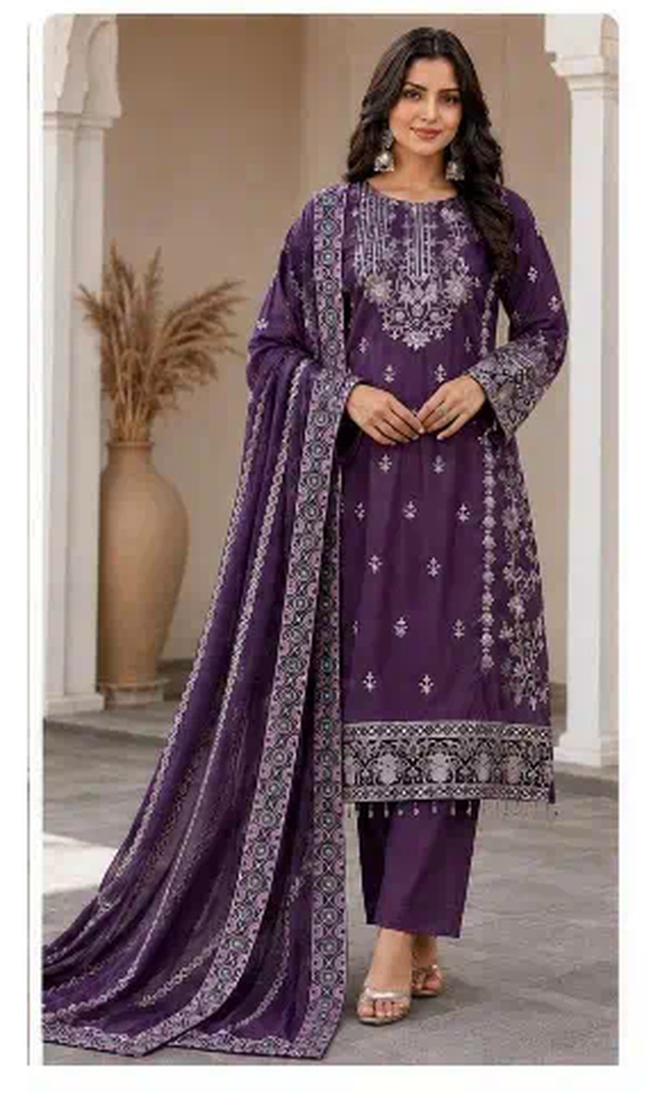 Purple embroidered salwar suit