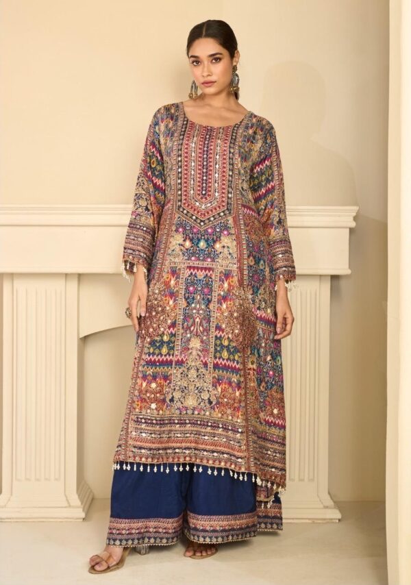 Multicolor EHSAAS crepe silk palazzo suit